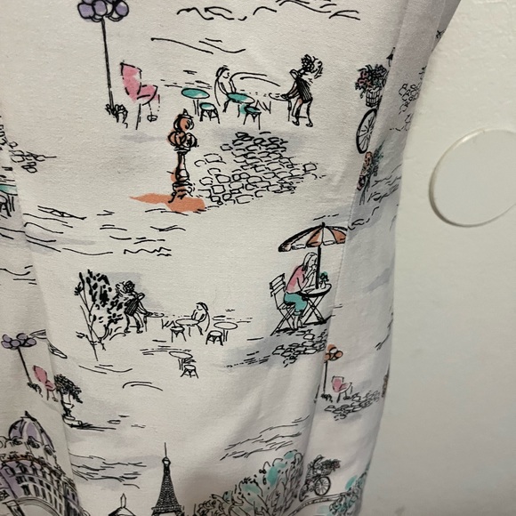 Chet B White Cafe Print Dress Size 8 - Picture 5 of 5